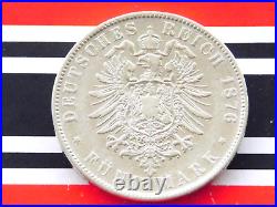 GERMAN 5 MARK 1876 E States SAXONY King Albertine Silver Coin EMPIRE WW1 +RARE+