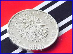 GERMAN 5 MARK 1876 E States SAXONY King Albertine Silver Coin EMPIRE WW1 +RARE+