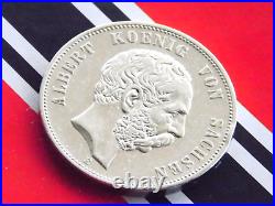 GERMAN 5 MARK 1900 E States SAXONY King Albertine Silver Coin EMPIRE WW1 +RARE+