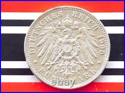 GERMAN 5 MARK 1900 E States SAXONY King Albertine Silver Coin EMPIRE WW1 +RARE+