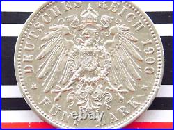 GERMAN 5 MARK 1900 E States SAXONY King Albertine Silver Coin EMPIRE WW1 +RARE+