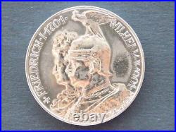 GERMAN 5 MARK 1901 A PRUSSIA Bicentennial WILHELM II. EMPIRE Silver Coin WW1 UNC