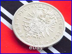 GERMAN 5 Mark 1875 J States HAMBURG Hansestadt 90% Silver Coin Empire WW1 +RARE+