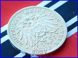 GERMAN 5 Mark 1900 F States WURTTEMBERG WILHELM II. 90% Silver Coin WW1 + RARE +