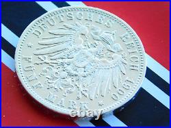 GERMAN 5 Mark 1900 F States WURTTEMBERG WILHELM II. 90% Silver Coin WW1 + RARE +