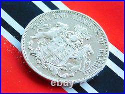 GERMAN 5 Mark 1900 J States HAMBURG Hansestadt Silver Coin EMPIRE WW1 + RARE +