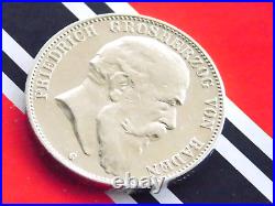 GERMAN 5 Mark 1903 G States BADEN FRIEDRICH Duke Silver Coin EMPIRE WW1 + RARE +