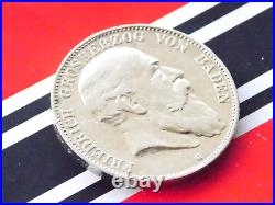 GERMAN 5 Mark 1904 G States BADEN FRIEDRICH Duke Silver Coin EMPIRE WW1 + RARE +