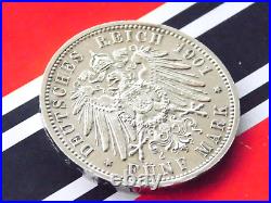 GERMAN Coin 5 MARK 1901 A PRUSSIA Bicentennial WILHELM II. EMPIRE 90% Silver WW1