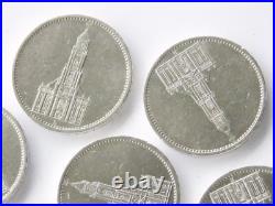 GERMAN Lot 10x Coin 5 REICHSMARK 1934 1935 Potsdam CHURCH Silver 3RD WW2 Mark