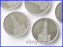 GERMAN Lot 10x Coin 5 REICHSMARK 1934 1935 Potsdam CHURCH Silver 3RD WW2 Mark
