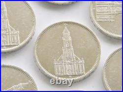 GERMAN Lot 10x Coin 5 REICHSMARK 1934 1935 Potsdam CHURCH Silver 3RD WW2 Mark