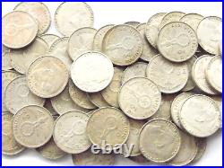 GERMAN Lot 50x Coins 2 REICHSMARK 1937 1939 SWASTIKA Silver 3rd WW2 Roll Mark