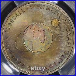 GERMANY. 2004, 10 Euro, Silver, G PCGS MS67 Top Pop? FIFA World Cup? Tone