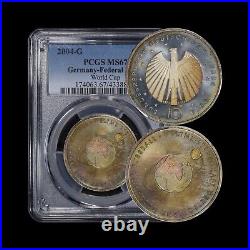 GERMANY. 2004, 10 Euro, Silver, G PCGS MS67 Top Pop? FIFA World Cup? Tone