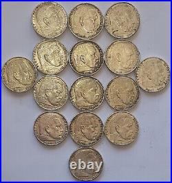 GERMANY THIRD REICH / WWII Swastika 2 Reichmark 1937-1939, Lot of 15 Silver Coins