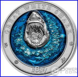 GREAT WHITE SHARK Underwater World 3 Oz Silver Coin 5$ Barbados 2018