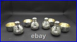 Geo Shreve & Co Sterling Silver World Coins Salt Cellars & Pepper shakers Set 4