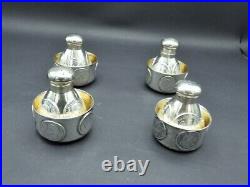 Geo Shreve & Co Sterling Silver World Coins Salt Cellars & Pepper shakers Set 4