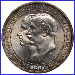 German States Prussia 1911-A 3 Mark KM# 531 University Breslau World Silver Coin