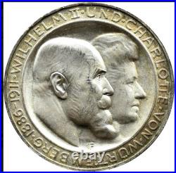 German States Württemberg 1911-F 3 marks old world silver coin UNC #5446