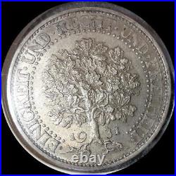 Germany 1931-F, 5 REICHmark old world silver coin HIGH GRADE #4326