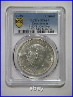 Great Britain 1935 Crown King George V Silver Pcgs Graded Ms 64 World Coin