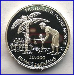 Guinea 1995 Protect Our World 20000 Francs Silver Coin, Proof