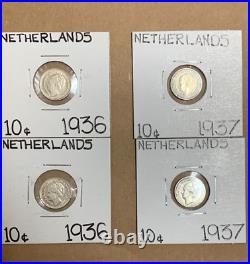 HUGE lot of World Silver Coins! 44 Netherlands 10 cents Excellent condition