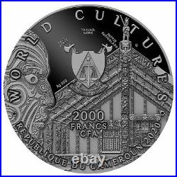 Haka World Cultures 2oz Antique finish and Black Proof Silver Coin Cameroon 2020
