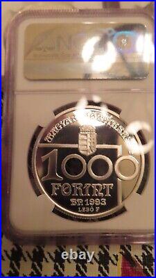 Hungary 1993 BP World Cup Soccer Silver 1000 Forint NGC PF PR 69 1 oz coin