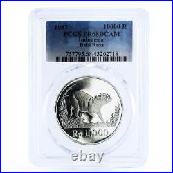 Indonesia 10000 rupiah World Wildlife Wild Pig PR68 PCGS proof silver coin 1987