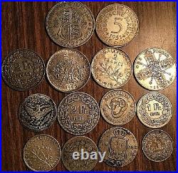 Interesting Lot Of 14 World Silver Coins