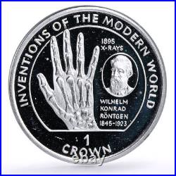 Isle of Man 1 crown Modern World Inventions X-Rays Rontgen silver coin 1995