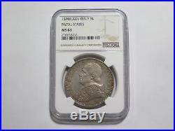 Italy Papal States 1870 R 5 Lire Ngc Ms63 Toned Silver World Coin Collection Lot