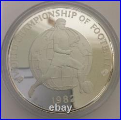 Jamaica 1982 World Soccer 4.04oz 25 Dollars Silver Coin, Proof