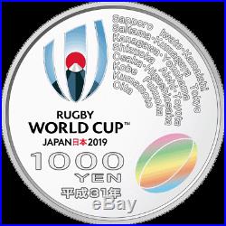 Japan 1000 Yen 2019 Rugby World Cup 1 Oz. Silver Unc Coin With Box
