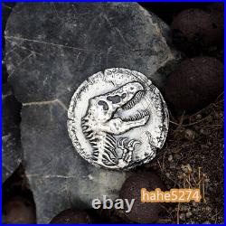 Jurassic World Tyrannosaurus Rex Silver S925 Badge Pendant Necklace Coin
