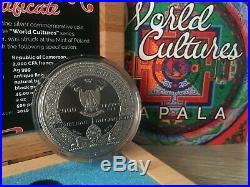 Kapala World Cultures 2 Oz Cameroon 2018 Black Proof Turquoise silver 999 coin