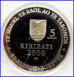 Kiribati 2000 World's 1st Millennium 3 Proof Coin Set With Wood Box Free Shipping