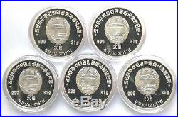 L3608, Korea World Endangered Animals 1 oz. Proof Silver Coin 5 Pcs, 2015
