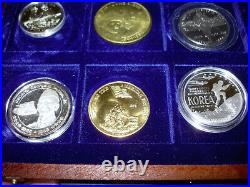 LOT OF 11 COMMEMORATIVE WORLD WAR II COINS In WOOD CASE 1.999 SILVER