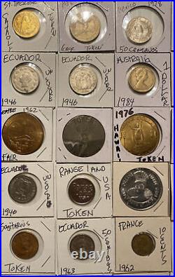 LOT OF (160) VINTAGE Tokens / Chips & U. S /world Coins