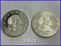 LOT OF 2 1981 World Wide Mint 1 oz. 999 Silver Coin Round Bald Eagle & Bust