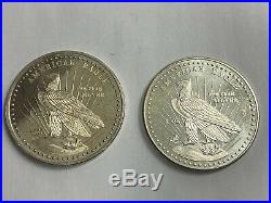 LOT OF 2 1981 World Wide Mint 1 oz. 999 Silver Coin Round Bald Eagle & Bust
