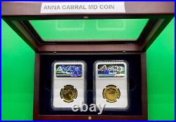 LOT OF TWO 2020 W Gold $25 End of World War II NGC PF70 Anna Cabral