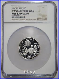 Liberia 1997 $25 Standard Catalog Of World Coins 2.5oz Silver Ngc Pf68uc