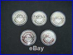 Liberia 2008 Tanks of World War II. 5 x $5 Silver (. 999) Coloured Proof Coins