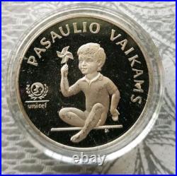 Lithuania 5 litai/litas 1998 UNICEF CHILDREN OF THE WORLD PROOF Silver coin RARE