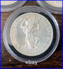Lot (3)1974 Atlas World On Shoulder Vintage Rare Coin 1 Troy Oz. 999 Fine Silver Lot (3)1974 Atlas World On Shoulder Vintage Rare Coin 1 Troy Oz. 999 Fine Silver